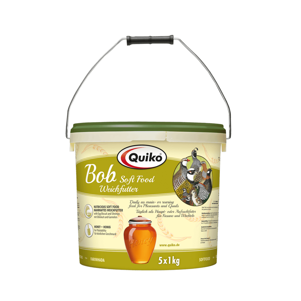 Quiko Bob Weichfutter - Für Zierfasane und Zierwachteln - Enthält Eibiskuit, Garnelen und Honig