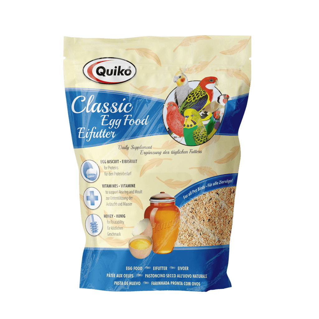 Quiko Classic Eifutter: Kraft und Aufzuchtfutter für alle Ziervögel - Enthält Eibiskuit, Honig und Vitamine