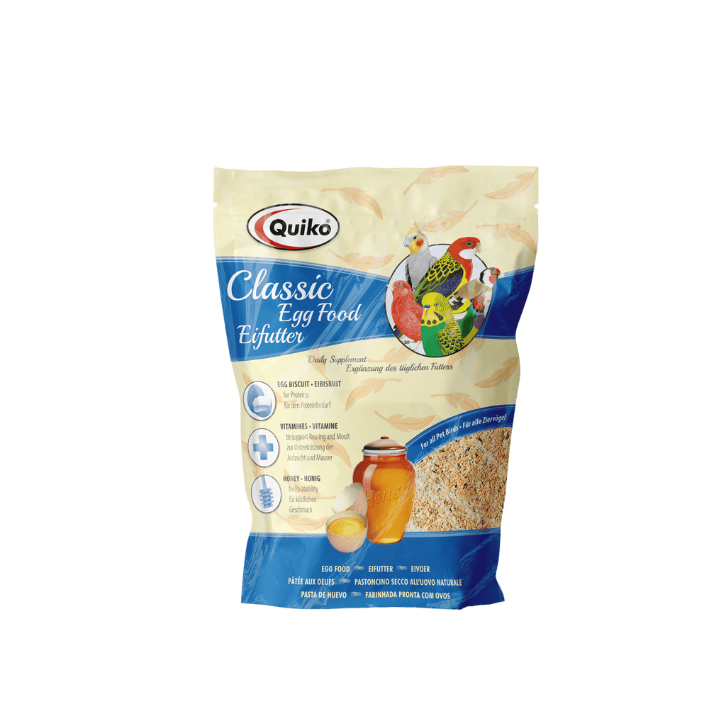 Quiko Classic Eifutter: Kraft und Aufzuchtfutter für alle Ziervögel - Enthält Eibiskuit, Honig und Vitamine