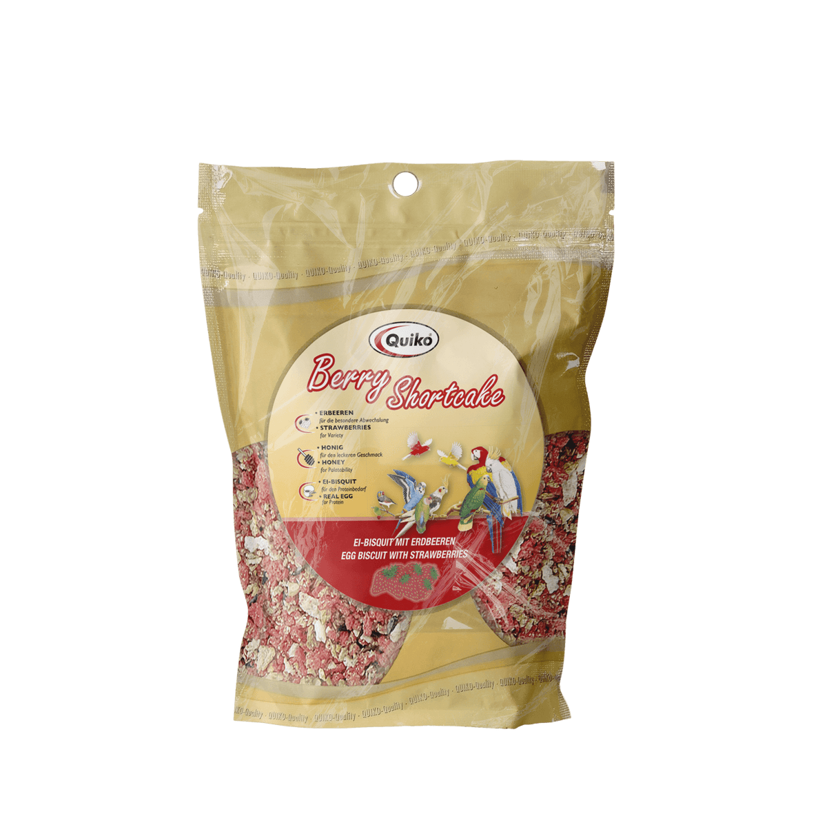 Quiko Erdbeer-Bisquit: Vogelsnack mit Erdbeeren, Honig und Proteinen