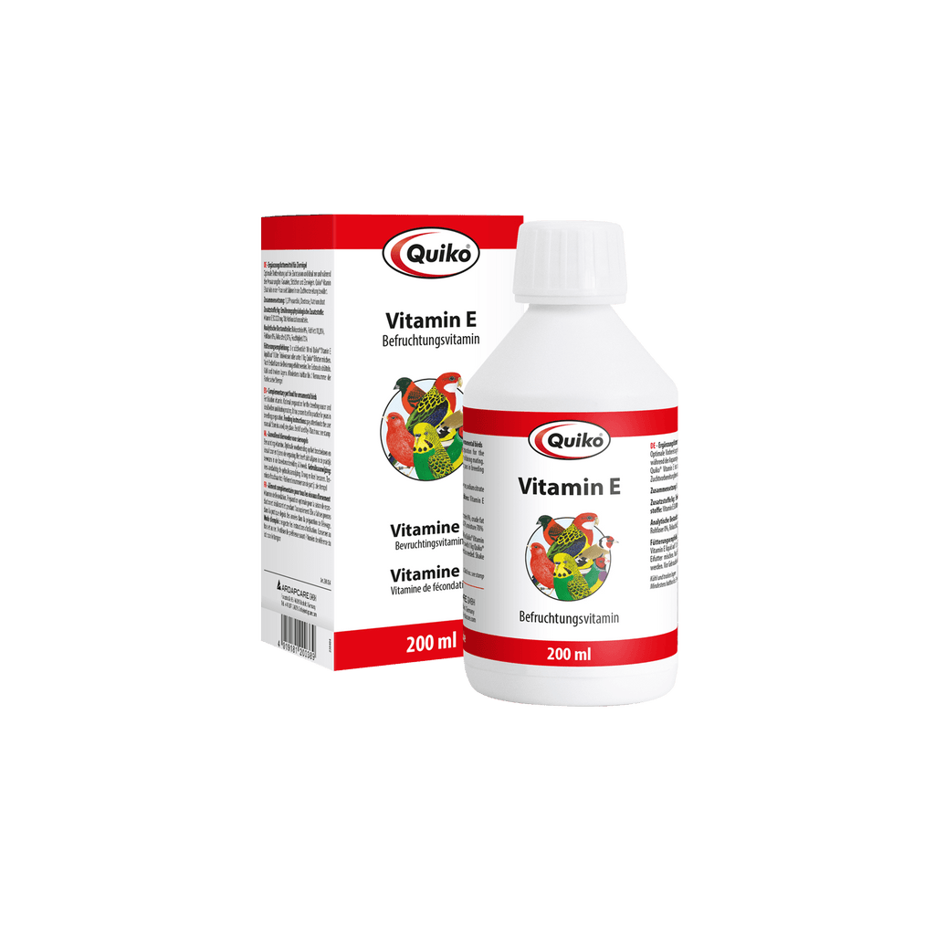 Quiko Vitamin E liquid - Ergänzungsfutter für Kanarien, Sittiche und Ziervögel - Ideal vor und während der Anpaarung